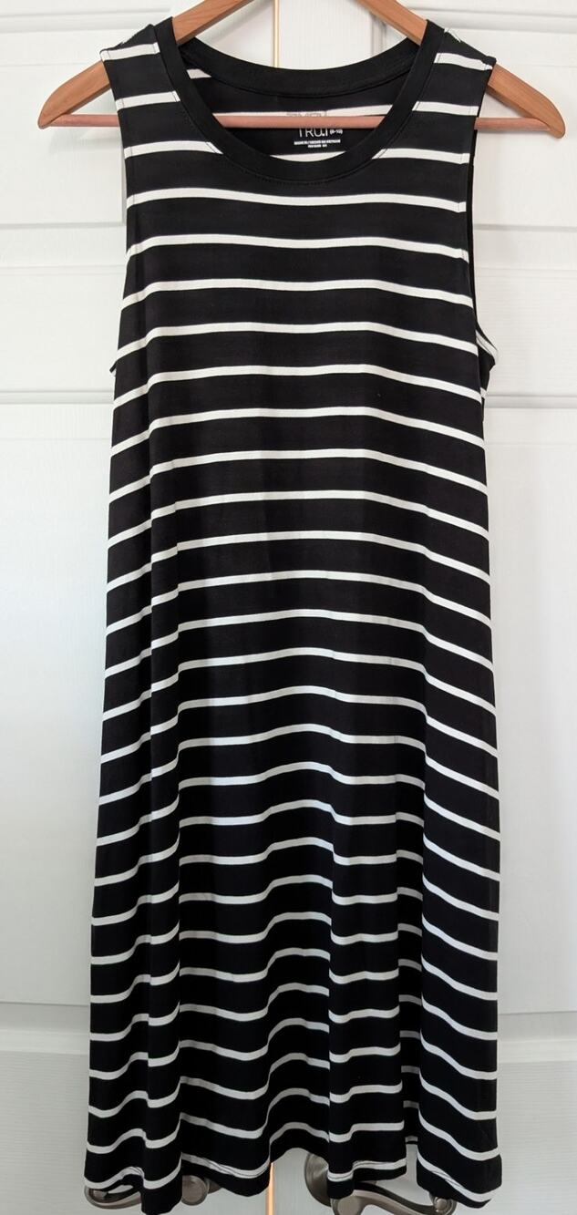 Time and Tru Black White Stripe Swing Dress